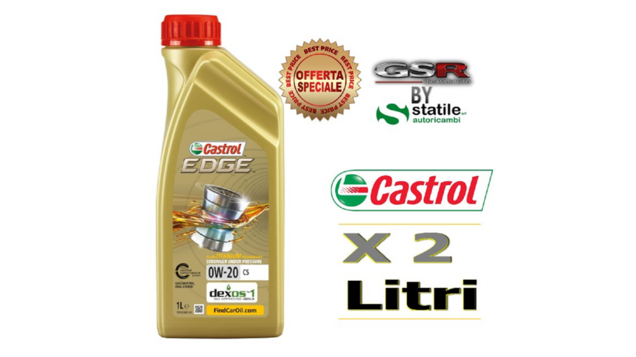 2 Litri Olio-Lubrificante Castrol Edge 0w20 C5 Lt.1